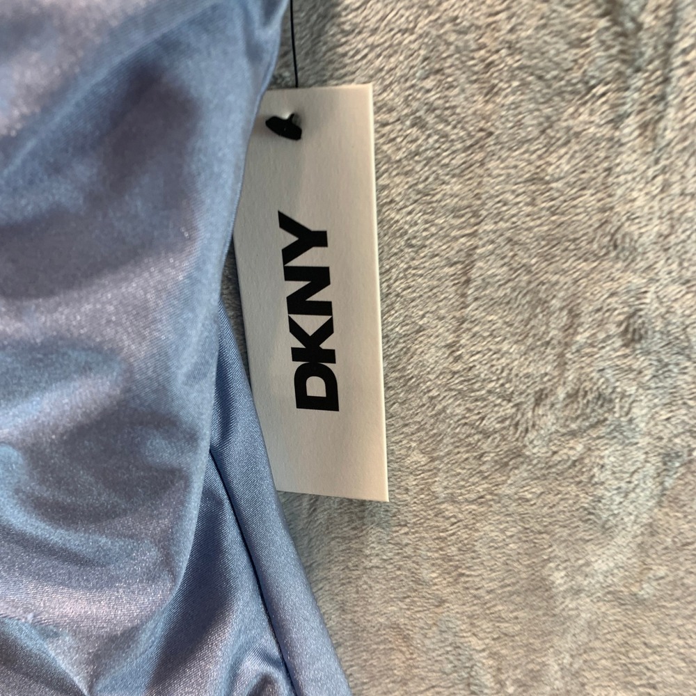 DKNY Women Blue Shimmer Ruched One Piece Swimsuit DIMMS084 Size S New - Picture 3 of 7